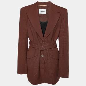 Nanushka Brown Houndstooth Honor Belted Blazer S