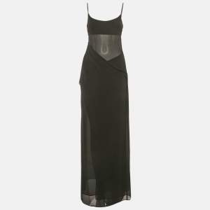 مملوكة مسبقًا NBD Black Georgette Draped Sleeveless Selina Maxi Dress XS