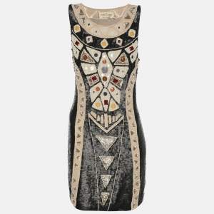 Pre Owned Needle & Thread Black Multicolor Sequin and Bead Embellished Sleeveless Top L