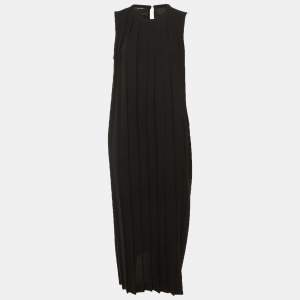 Pre Owned Neil Barrett Black Pleated Crepe Maxi Dress L