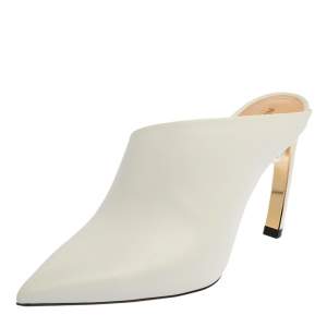 Nicholas Kirkwood White Leather Mira Pointed Toe Mules Size 38