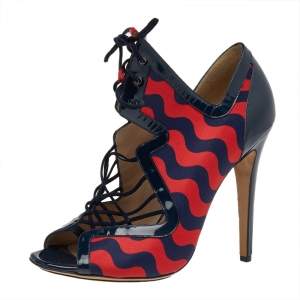 Nicholas Kirkwood Multicolor Canvas And Patent Leather Cut Out Strappy Sandals Size 40.5