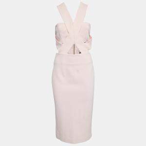 Nicholas Blush Pink Cut Out Detail Bandage Wrap Bodycon Dress M