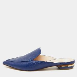 Nicholas Kirkwood Blue Leather Beya Pointed Toe Mules Size 40