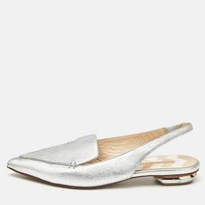 Pre Owned Nicholas Kirkwood Silver Leather Beya Slingback Mules Size 41