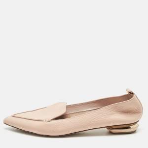 Pre Owned Nicholas Kirkwood Peach Leather Beya Pointed Toe Loafers Size 40.5