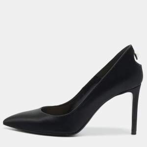 مملوكة مسبقًا Nicholas Kirkwood Size 35 Black Satin Faux Pearl Detail Pumps