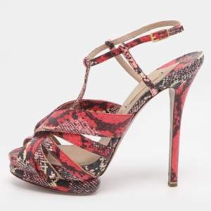 Pre Owned Nicholas Kirkwood Size 39 Multicolor Python Leather Platform T-Strap Sandals