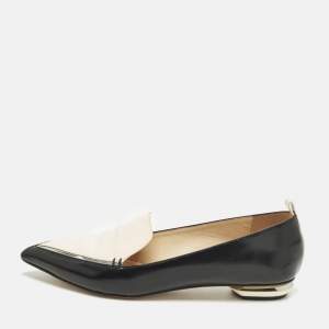 مملوكة مسبقًا Nicholas Kirkwood Beya Size 38.5 Black/Cream Leather Smoking Slippers