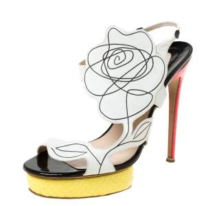 Nicholas Kirkwood Multicolor Flower Leather and Python Platform Sandals Size 39