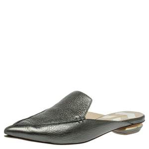 Pre Owned Nicholas Kirkwood Green Leather Beya Flat Mules Size 36