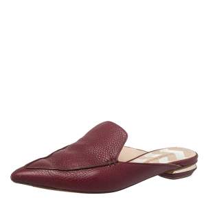 Nicholas Kirkwood Burgundy Leather Beya Mules Sandals Size 39.5