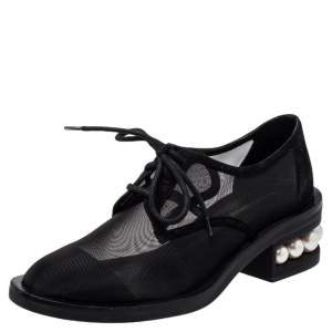 Nicholas Kirkwood Black Mesh And Suede Casati Deby Size 40
