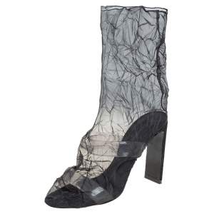 Nicholas Kirkwood Black Mesh And PVC D'Arcy Ankle Boots Size 41