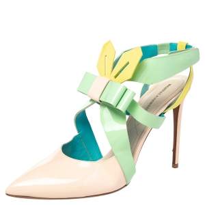 Nicholas Kirkwood Multicolor Patent Leather Slingback Sandals Size 41