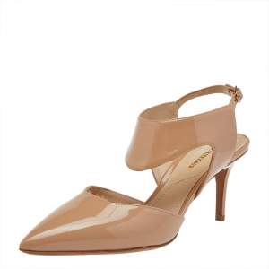 Nicholas Kirkwood Beige Patent Leather Pointed Toe Pumps Size 35