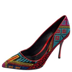 Nicholas Kirkwood Multicolor Mexican Embroidered Fabric Pointed Toe Pumps Size 39.5