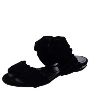 Nicholas Kirkwood Black Velvet Courtney Slide Sandals Size 39