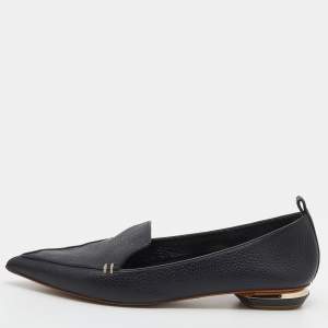 Nicholas Kirkwood Black Leather Beya Pointed Toe Loafers Size 39