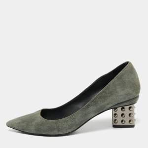Nicholas Kirkwood Grey Suede Studded Heel Pumps Size 39