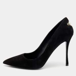 Nicholas Kirkwood Black Suede Pearl Embellished Pointed Toe Pumps Size 39