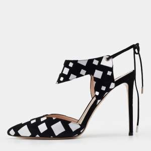 Nicholas Kirkwood Black/White Suede Pointed Toe Ankle Wrap Sandals Size 40