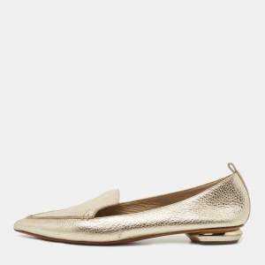 Nicholas Kirkwood Metallic Gold Leather Beya Loafers Size 40