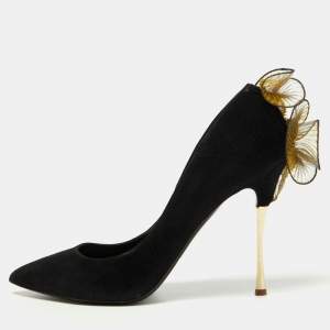 Nicholas Kirkwood Black Suede Ruffle Detail Pumps Size 39.5