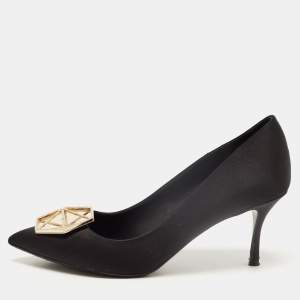 Nicholas Kirkwood Black Satin Crystal Embellished Pointed Toe Pumps Size 39