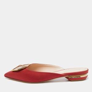 Nicholas Kirkwood Burgundy Satin Eden Crystal Embellished Flat Mules Size 39