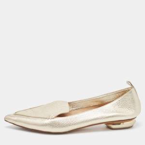 Nicholas Kirkwood Gold Leather Beya Loafers Size 39.5