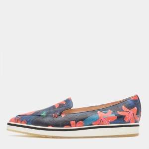 Nicholas Kirkwood Multicolor Floral Print Leather Alona Smoking Slipper Size 37