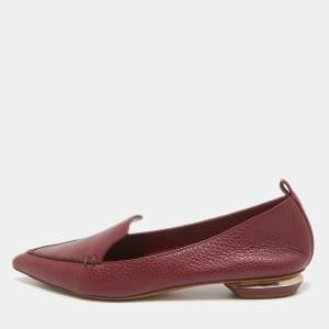 Nicholas Kirkwood Burgundy Leather Beya Loafers Size 36.5