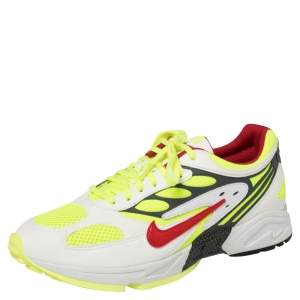 Nike Air White/Neon Green Leather And Mesh Ghost Racer Sneakers Size 46