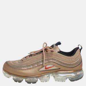 Nike Gold Leather Mesh Air Vapor Max 97 Low Top Sneakers Size 40