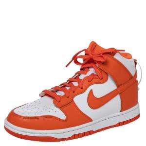 Nike Orange/White Leather Dunk High Syracuse Sneakers Size 40