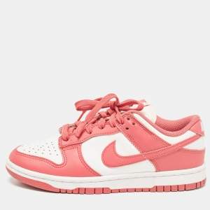 Nike Pink/White Leather Dunk Low Archeo Pink Sneakers Size 38