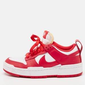 Nike Red/White Leather and Canvas Dunk Low Disrupt Siren Red Sneakers Size 38.5