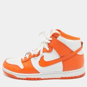 Nike Orange/White Leather Dunk High Syracuse Sneakers Size 45.5