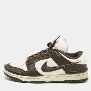 Pre Owned Nike Brown/White Leather Low Twist 'Baroque Brow  Sneakers Size 38.5