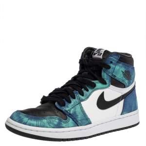 Nike Jordan Multicolor Leather Air Jordan 1 Retro Tie-Dye High Top Sneakers Size 38.5