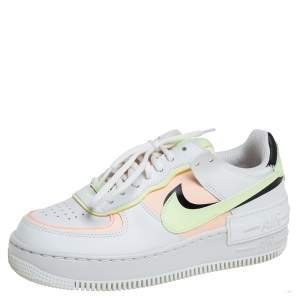 Nike White Leather Air Force 1 Shadow White Crimson Tint Low Top Sneakers Size 38