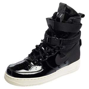 Nike Air Force 1 Black Patent Leather And Nylon Special Force Sneakers Size 42