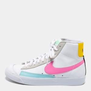 Nike White Leather and Suede Blazer Mid 77 High Top Sneakers Size 39