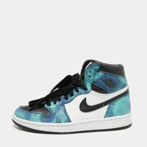Nike Jordan Multicolor Leather And Fabric Air Jordan 1 Retro Tie-Dye High Top Sneakers Size 38.5
