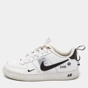 Nike White/Black Leather Nike Air Force 1 Utility Low Top Sneakers Size 38