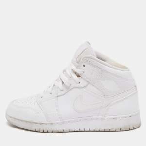 Air Jordans White Leather Air Jordan 1 Triple White Sneakers Size 40