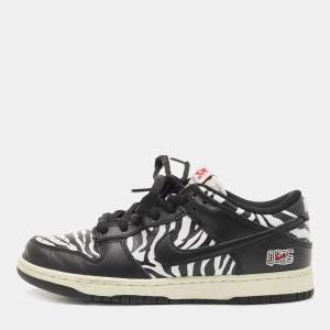 Nike Black Leather SB Dunk Low Sneakers Size 38.5
