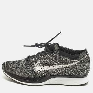 Pre Owned Nike x Sacai White/Black Knit Fabric Racer Oreo 2  Lace Up Sneakers Size 36.5       