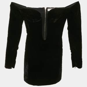 Pre Owned Nina Ricci Velvet Tulle Trim Velvet Mini Dress XXS